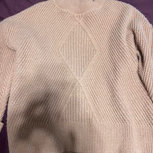 Easel Textured Tan Crew Neck Sweater